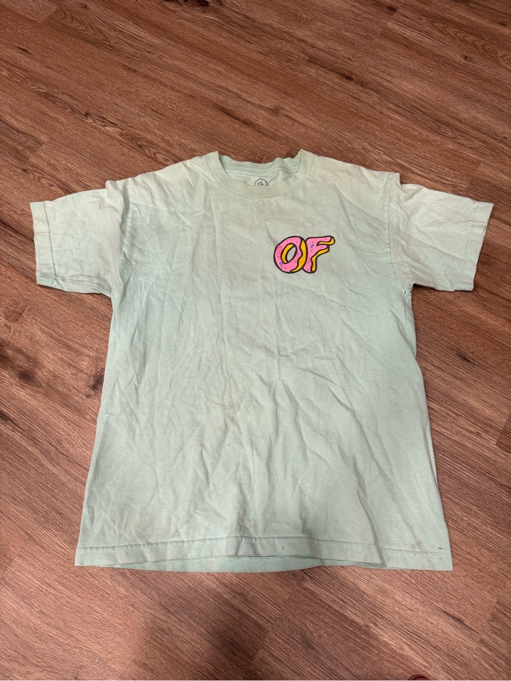 Odd Future Mint Green Short Sleeve Tee with Pink & Yellow OF Dount